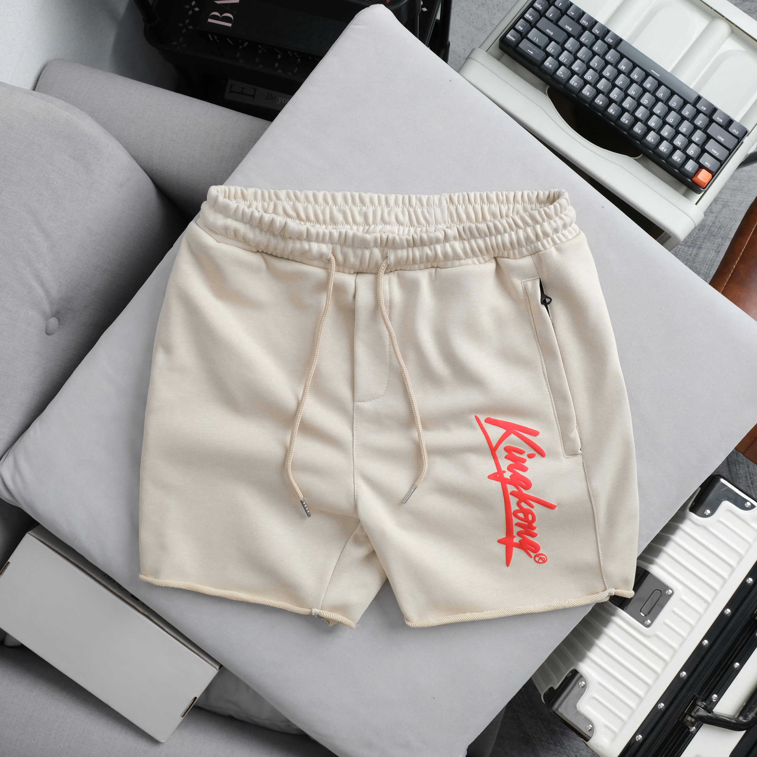 Zip Ruffled Fleece Shorts