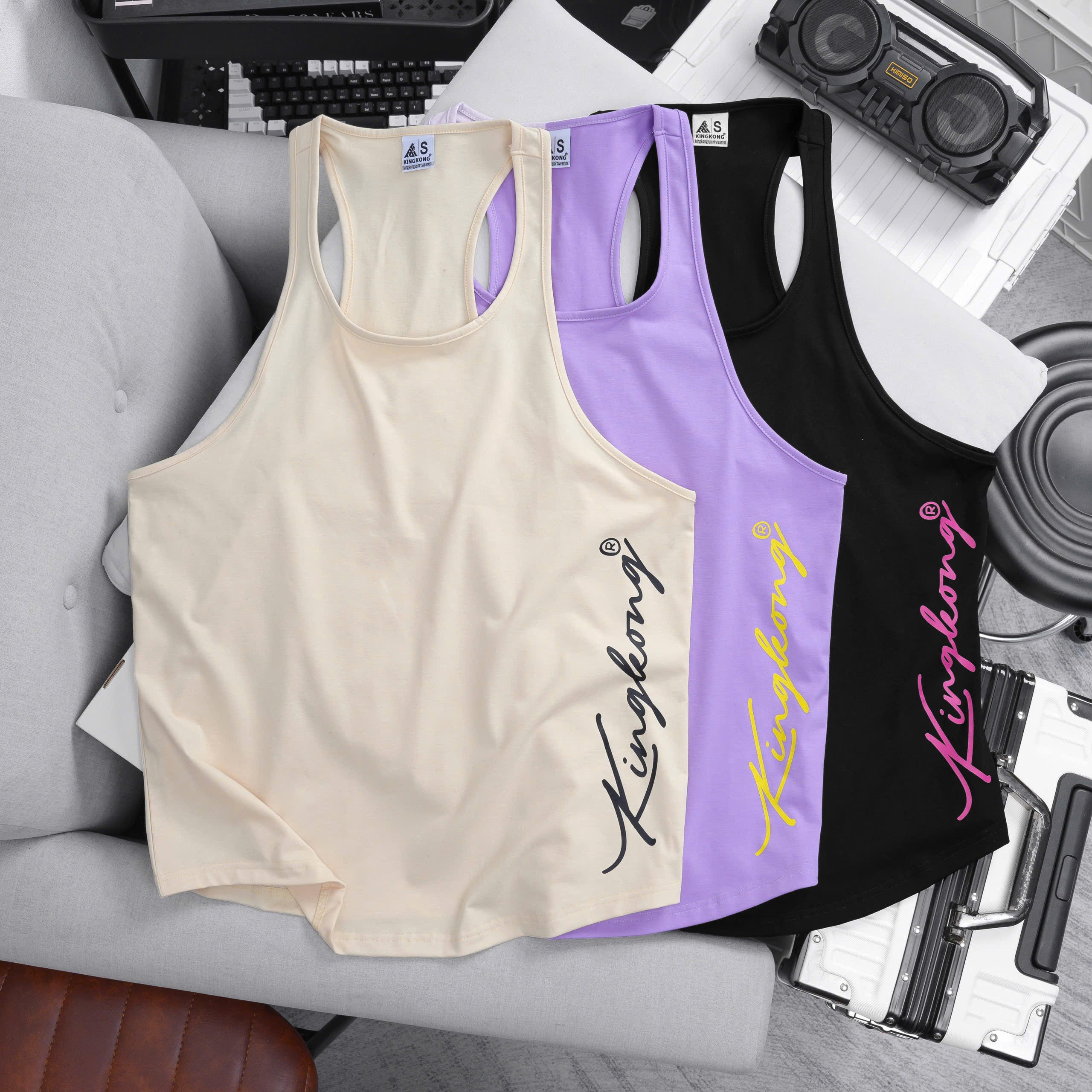 Cotton Tanktop with Sports Letters
