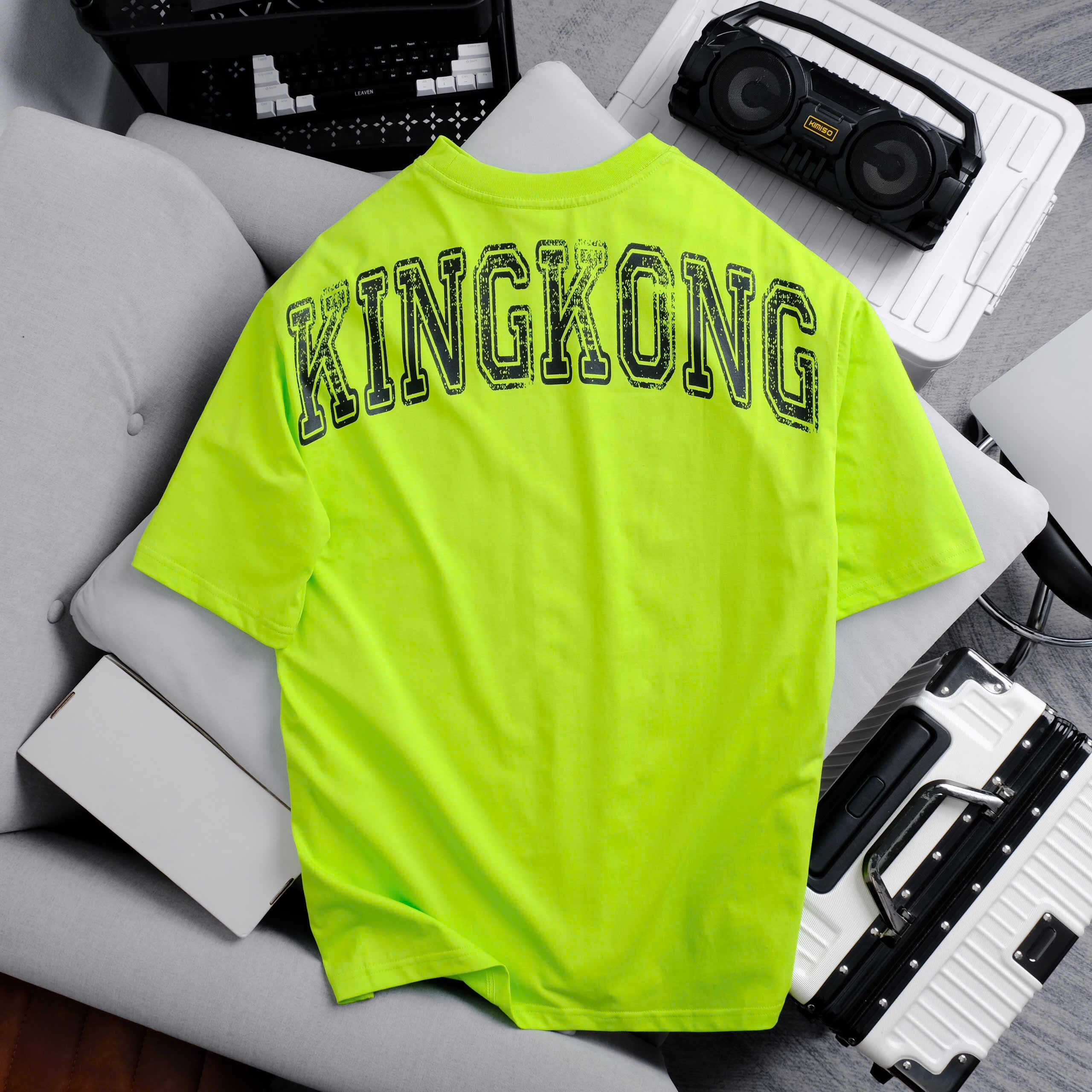 Cotton Big Size Basic T-shirt with KingKong Letter Print