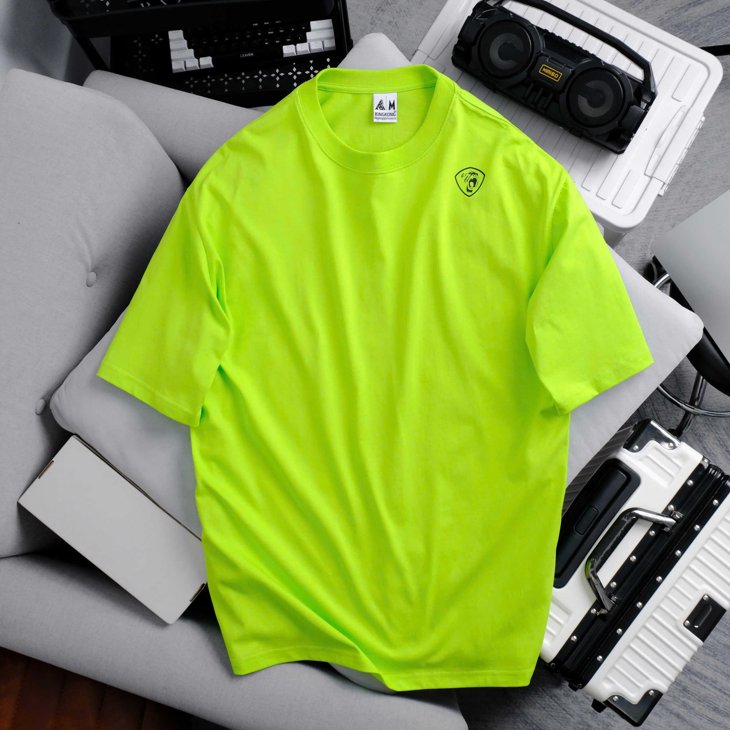 Cotton Big Size Basic T-shirt with KingKong Letter Print
