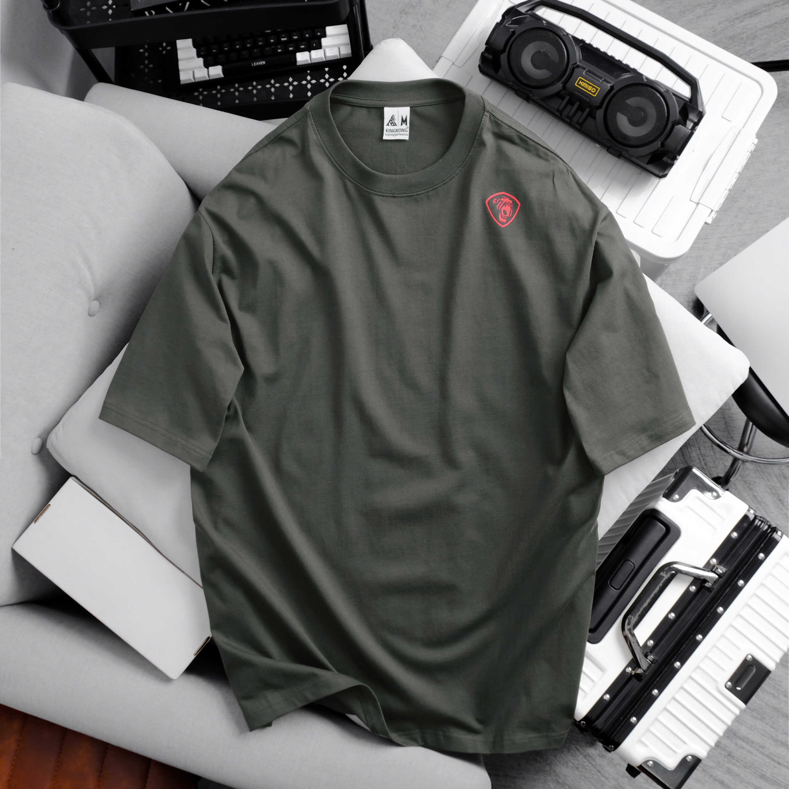 Cotton Big Size Basic T-shirt with KingKong Letter Print