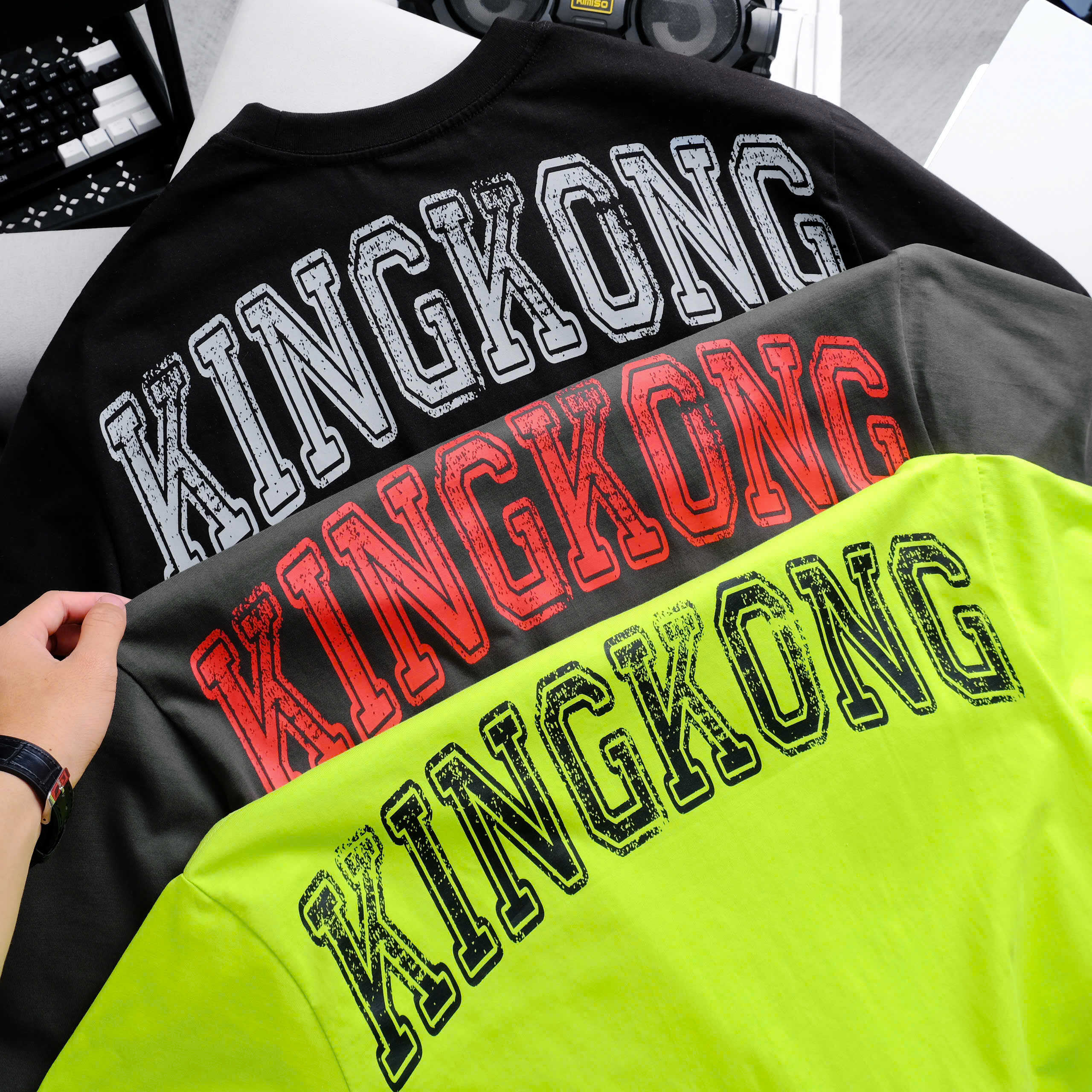 Cotton Big Size Basic T-shirt with KingKong Letter Print