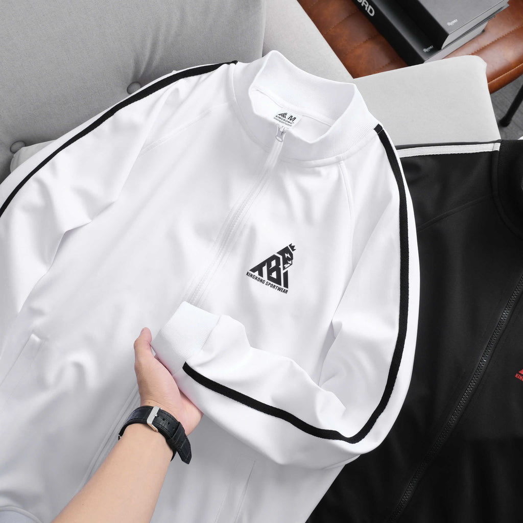 Unisex Bomber Jacket Simple Sporty Style Basic Black and White