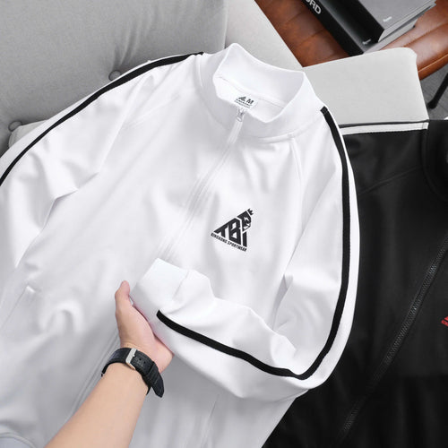 Unisex Bomber Jacket Simple Sporty Style Basic Black and White
