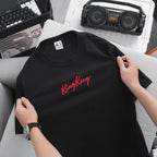 Oversize Honeycomb T-shirt with KingKong Letter Print