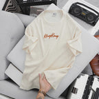 Oversize Honeycomb T-shirt with KingKong Letter Print