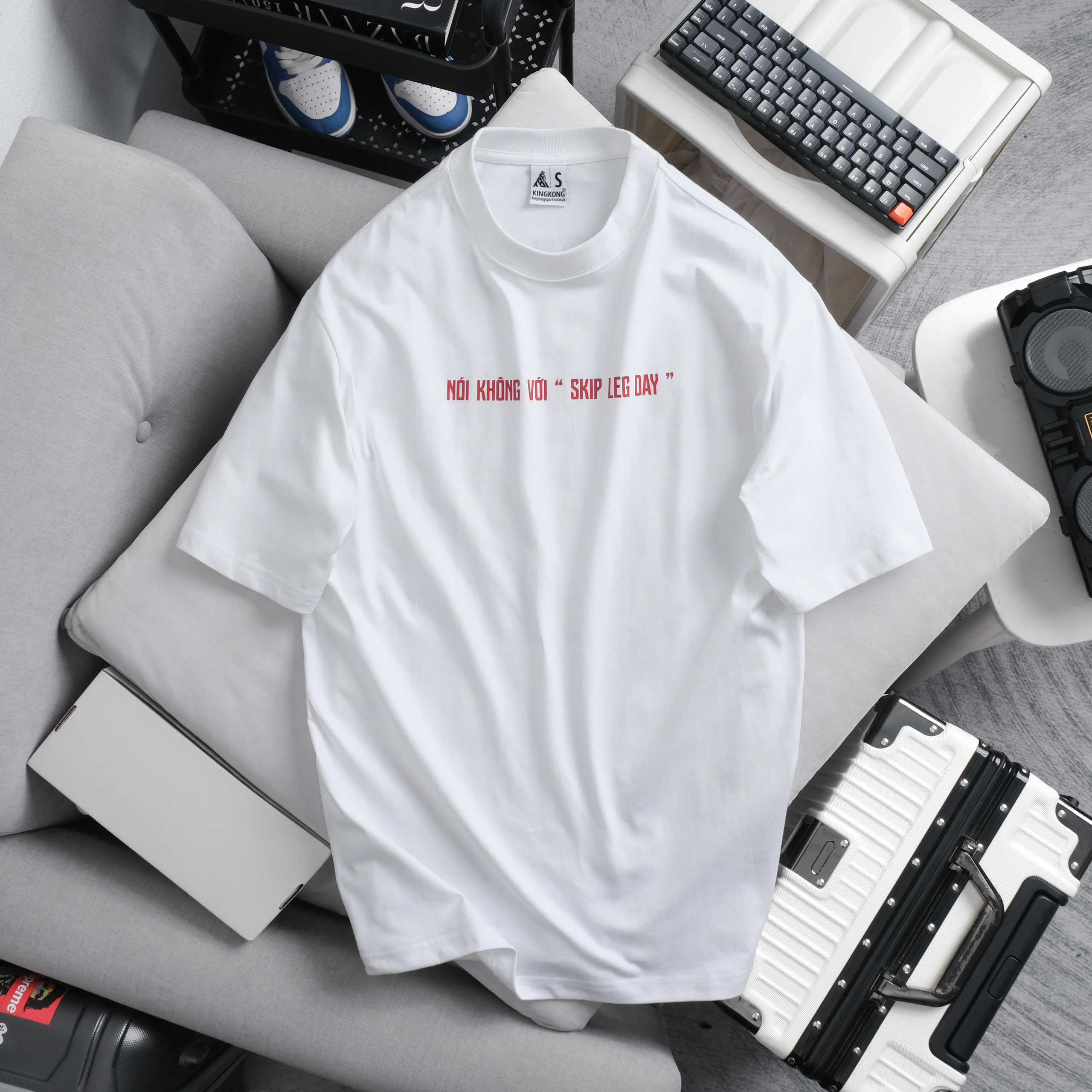 Oversize Cotton T-shirt Anti Mens Skip Leg Day