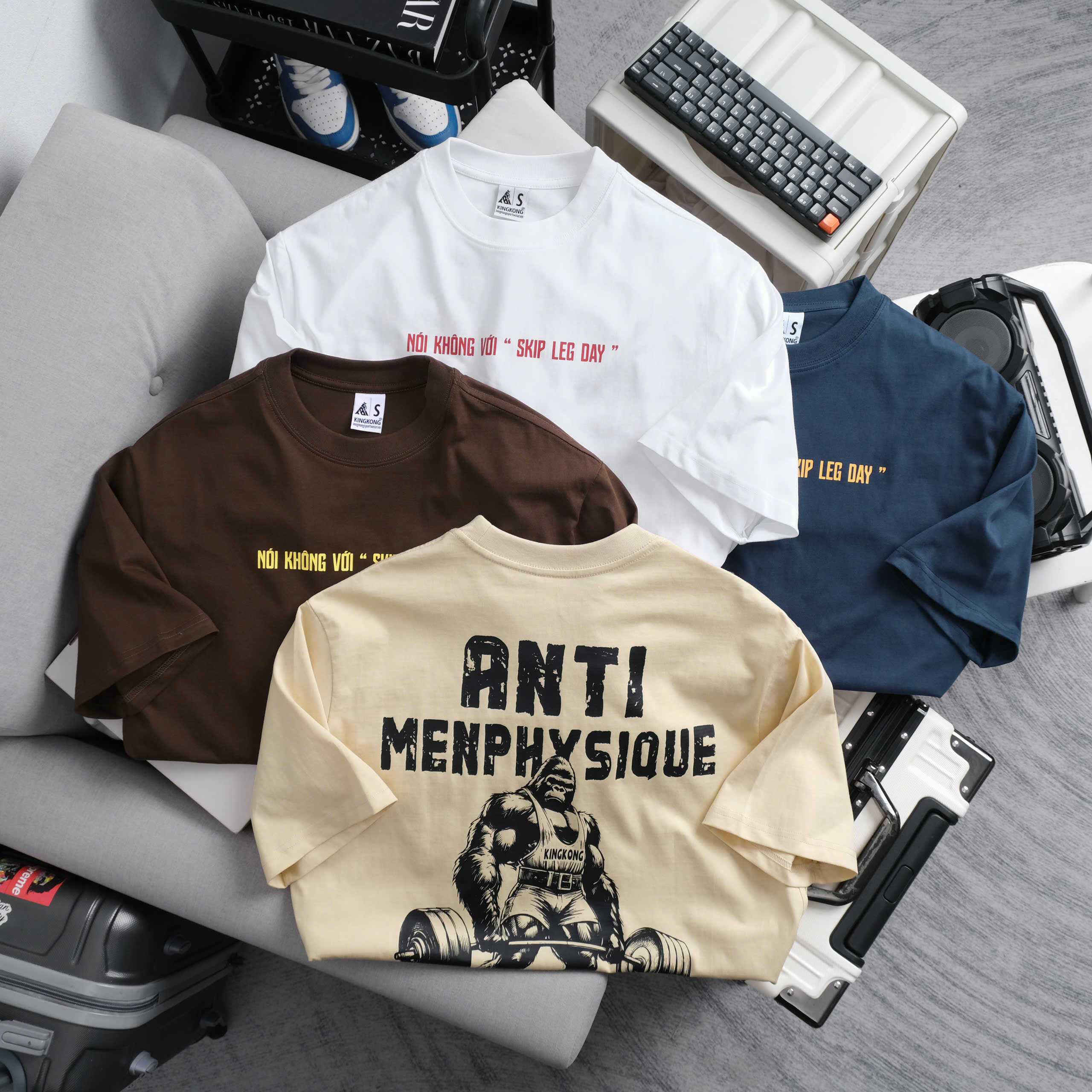 Oversize Cotton T-shirt Anti Mens Skip Leg Day
