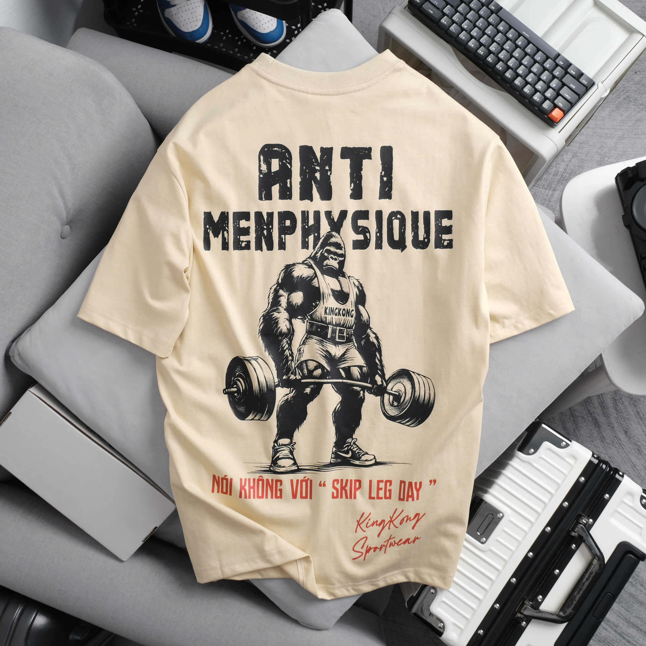 Oversize Cotton T-shirt Anti Mens Skip Leg Day
