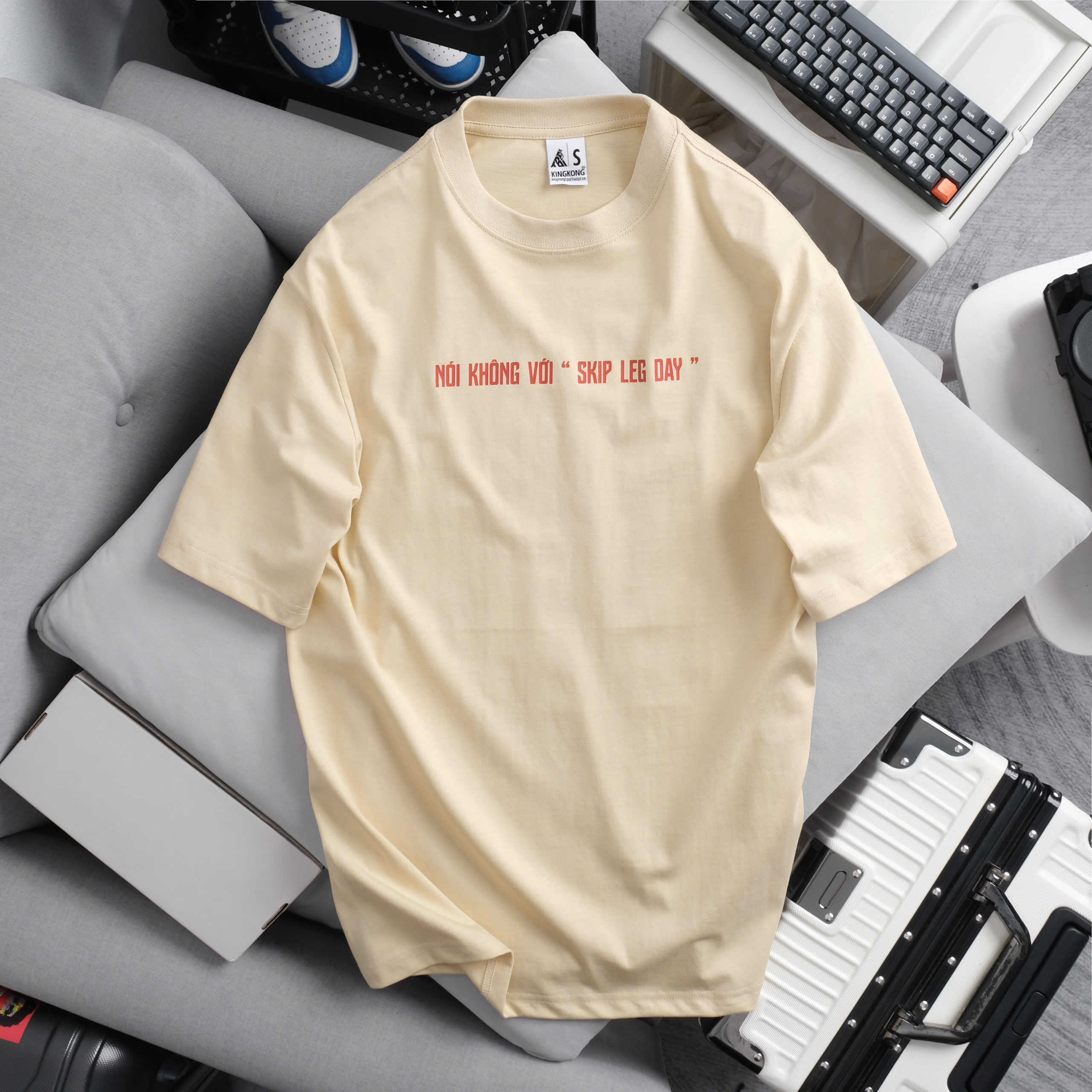 Oversize Cotton T-shirt Anti Mens Skip Leg Day