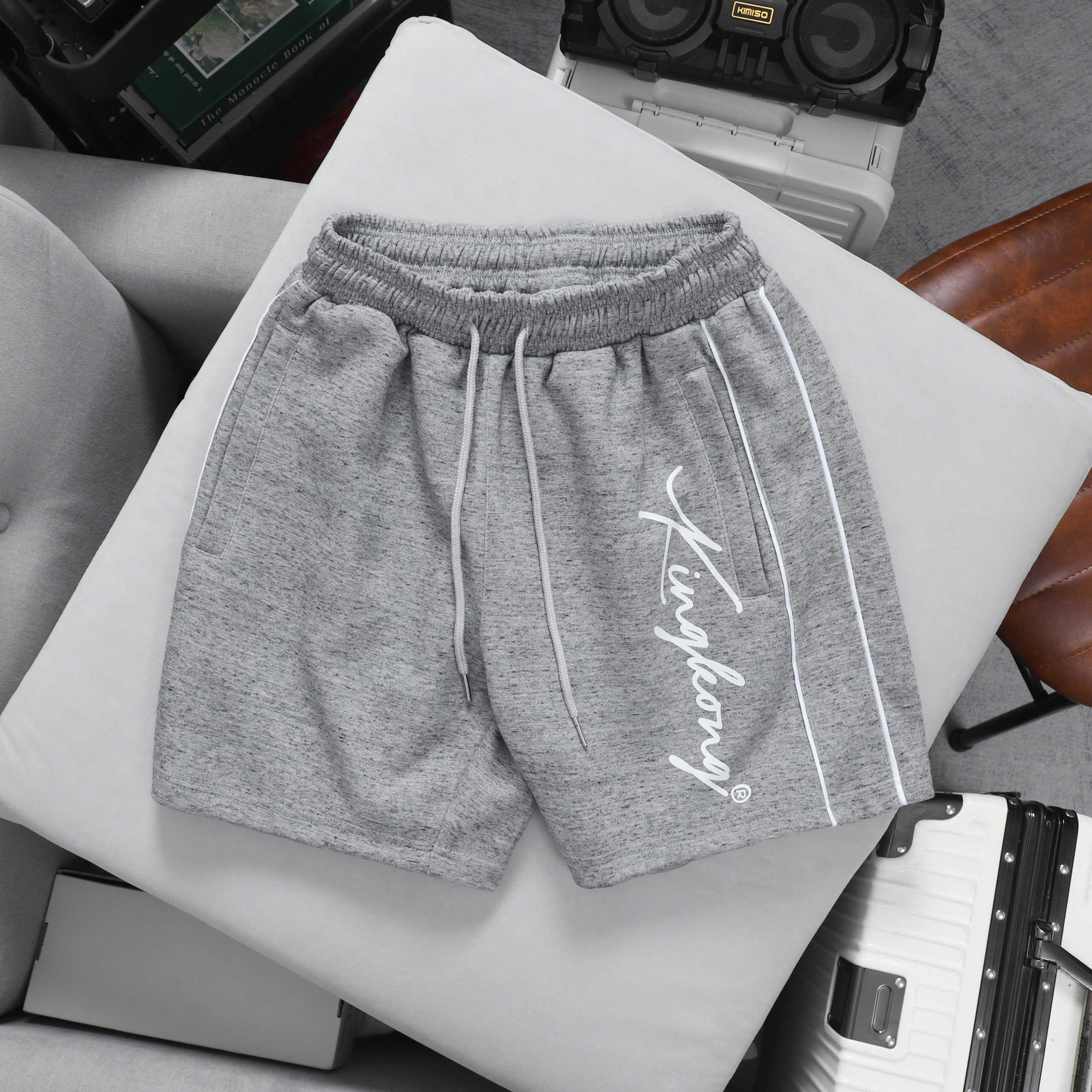 Cotton Sports Shorts with White Stripes