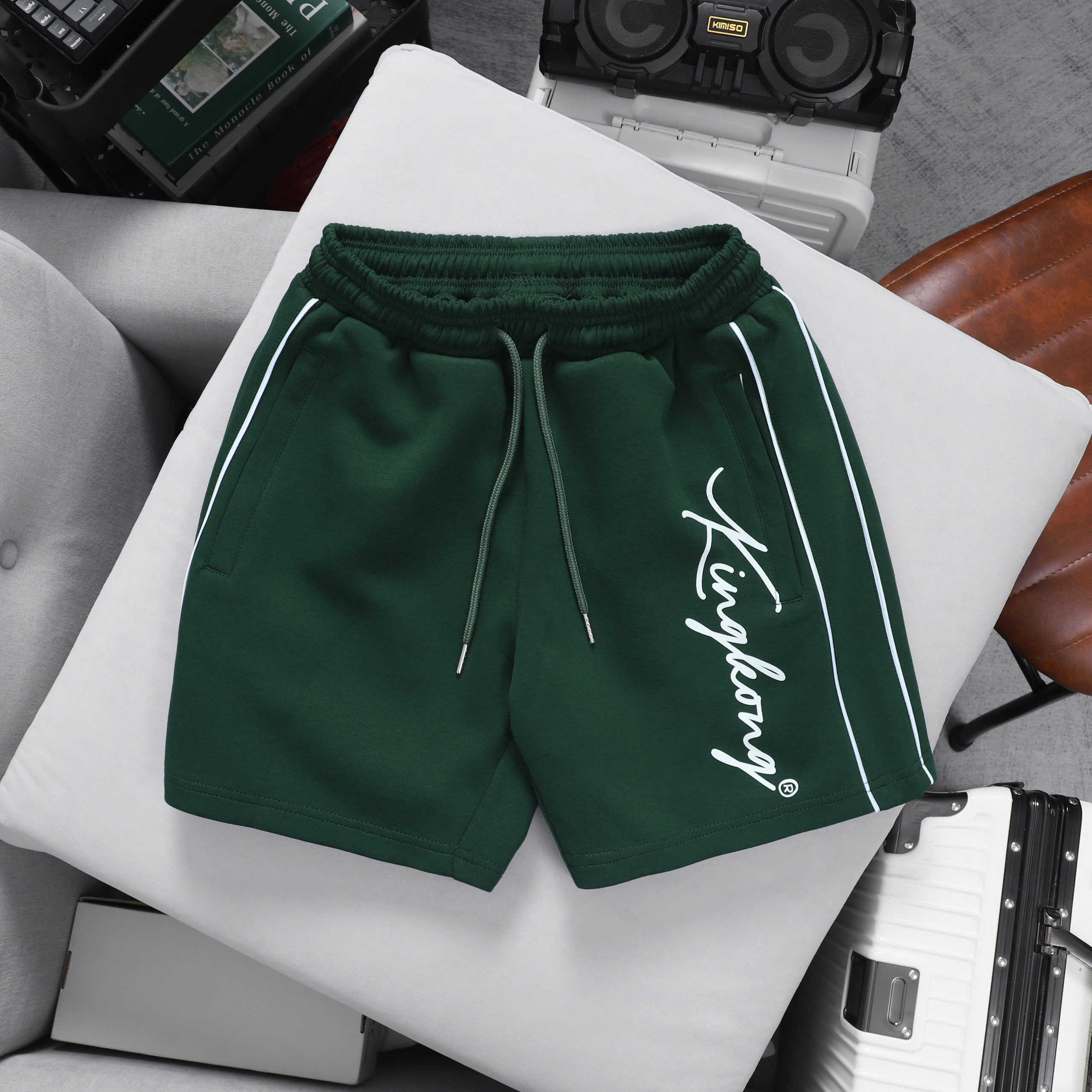Cotton Sports Shorts with White Stripes