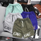 Letter Printed Fleece Sports Shorts