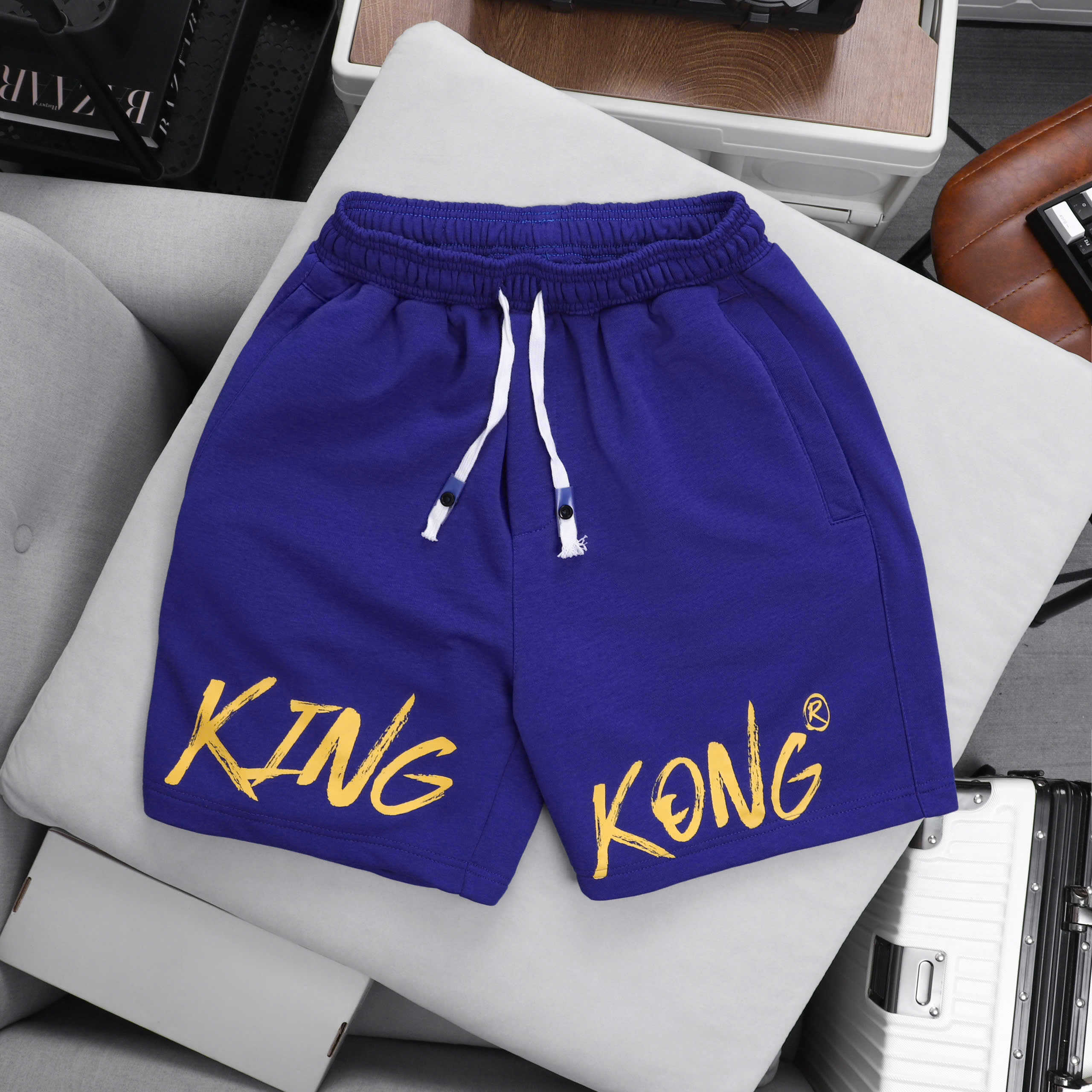 Letter Printed Fleece Sports Shorts