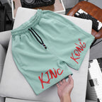 Letter Printed Fleece Sports Shorts