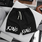 Letter Printed Fleece Sports Shorts