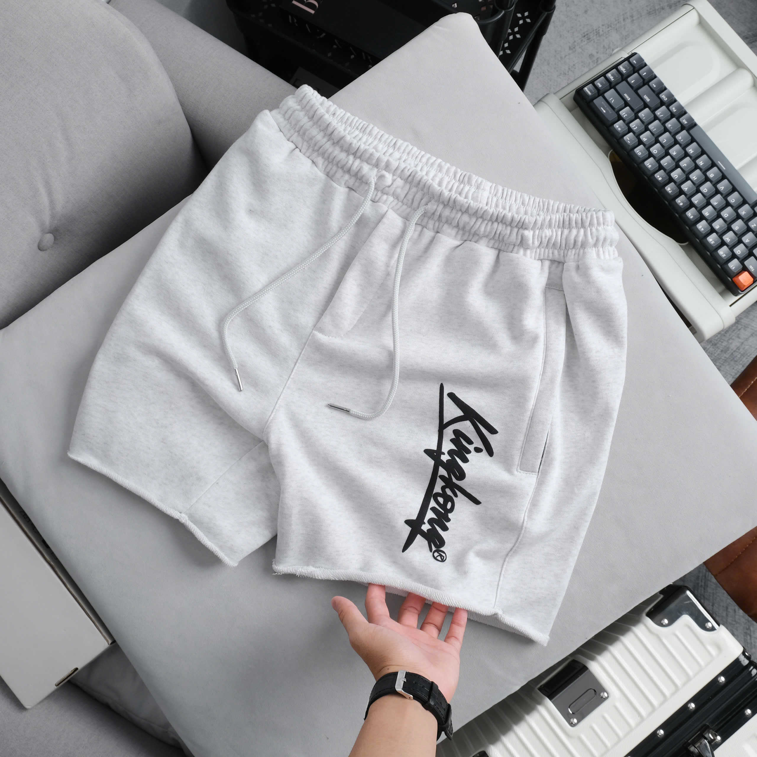 Zip Ruffled Fleece Shorts